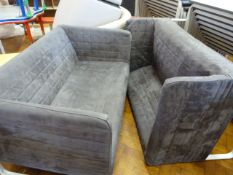 *Pair of Grey Suede Effect Metal Framed Sofas