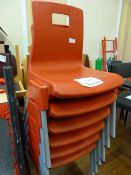 *Six Child's Red Plastic Stackable Chairs