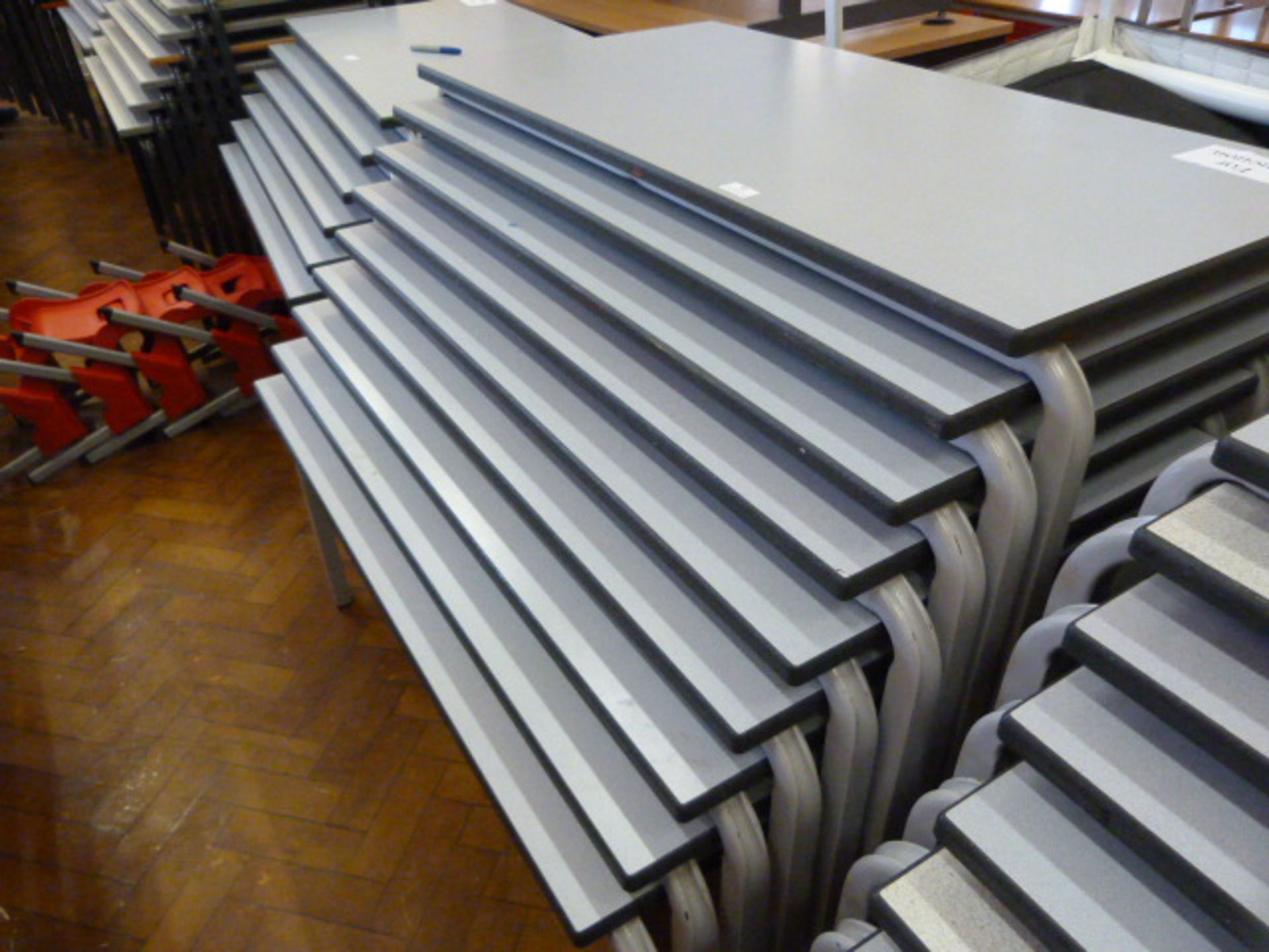 *Nine Metal Framed Stackable School Tables