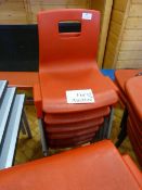 *Twelve Child's Red Plastic Stackable Chairs