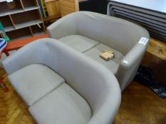 *Two Grey Leatherette Sofas