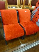 *Pair of Tubular Framed Upholstered Chairs with Velvet Type Finish