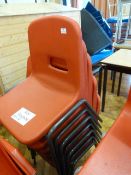 *Ten Child's Tubular Framed Red Plastic Stackable Chairs