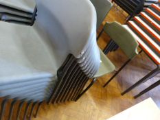 *Nine Child's Tubular Framed Grey Plastic Stackable Chairs and One Other