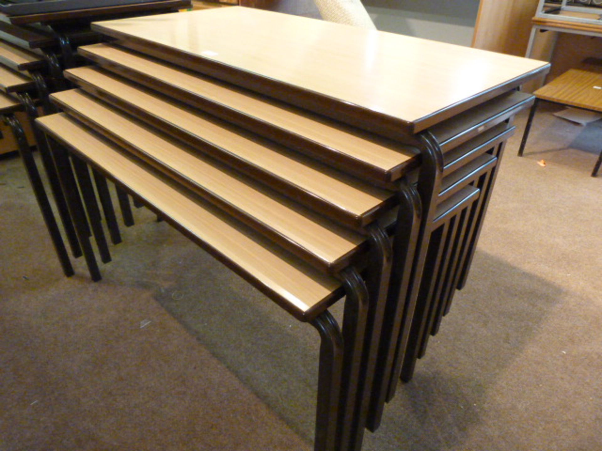 *Five Beech Effect Stackable School Desks