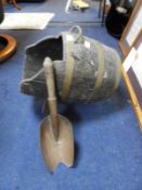 Oak Barrell Coal Bucket with Shovel