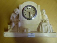 Vintage Mantel Clock Decorated with an Old Couple