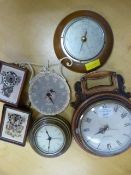 Barometer and Five Assorted Clocks