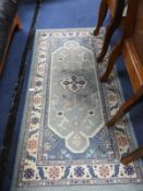 Small Blue & Pink Patterned Rug 4'11" x 3'6"