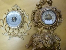 Reproduction Gilt Clock and a Barometer