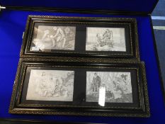 Two Black & White Prints in Ornate Frames