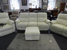 White Leather Three Piece Suite Comprising: Three