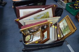 Suitcase and Contents of Framed Prints
