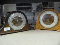 Small Napoleon Hat Mantel Clock and a Mantel Clock Decorated with Matchsticks