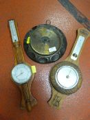 Three Barometers (one glass cracked, and one thermometer missing)