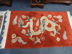 Red Rug with Chinese Dragon Motif 5'9" x 3'