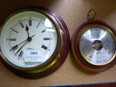 Brass Framed Battery Operated Wall Clock, and a Barometer