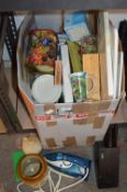 Box of Kitchenalia; Plates, Placemats, Storage Jar
