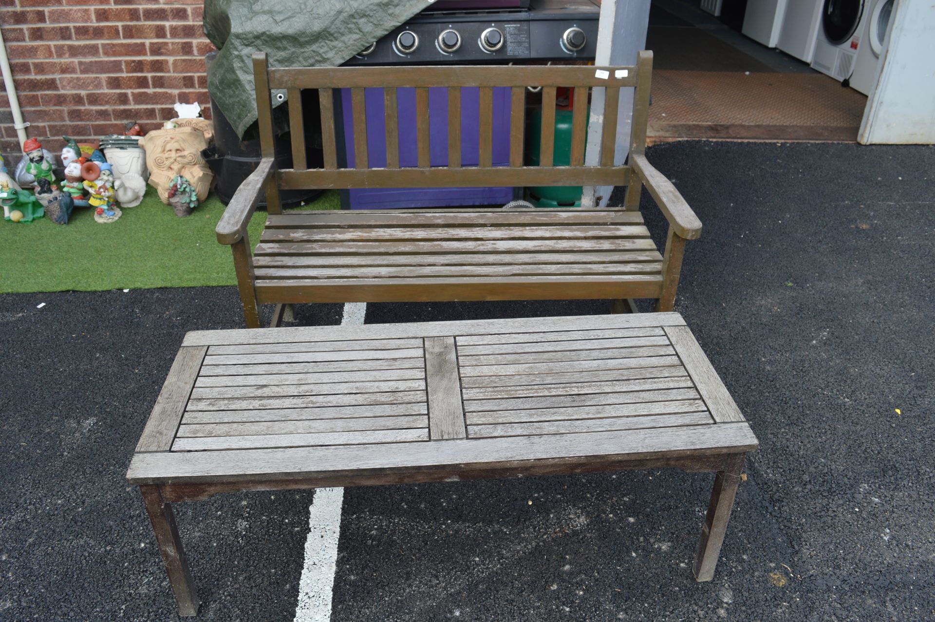 Wooden Garden Bench and Table