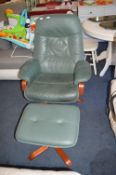 Green Reclining Armchair with Footstool