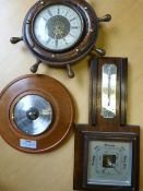 Two Barometers and a Ships Wheel Clock