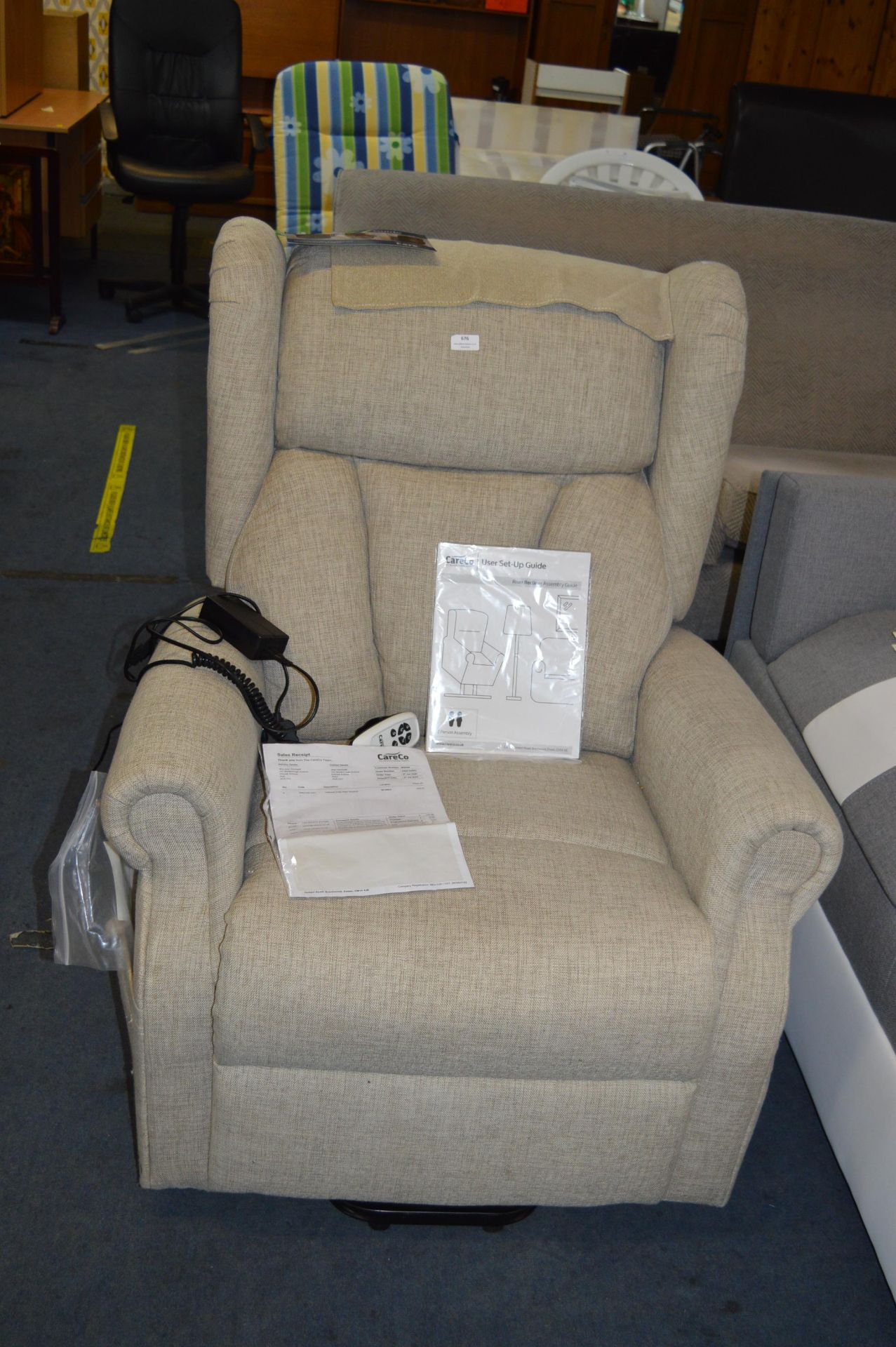 Careco Electric Rise Recliner in Modern Oatmeal
