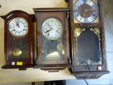 Three Wood Cased Reproduction Wall Clocks