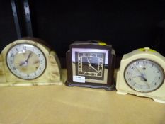 Three Vintage Bakelite/Plastic Mantel Clocks