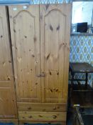 Pine Double Door Wardrobe over Two Drawers