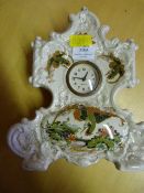 Vintage/Antique Glazed Mantel Clock with Bird Decoration