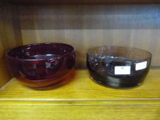 Two Coloured Glass Fruit Bowls