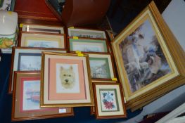 Twelve Framed Decoupage Pictures