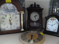 Four Assorted Wall and Mantel Clocks