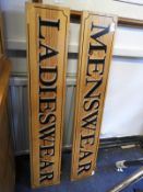 Two Vintage Double Sided Signs - Menswear and Ladi