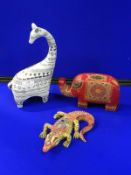 Two Animal Ornaments and an Elephant Money Box