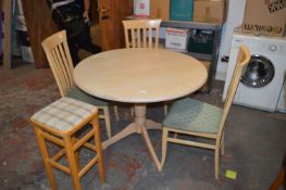 Modern Single Pedestal Dining Table with Three Cha