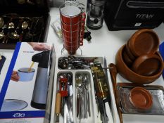 Collection of Kitchen Items, Cutlery, Coffee Dispe