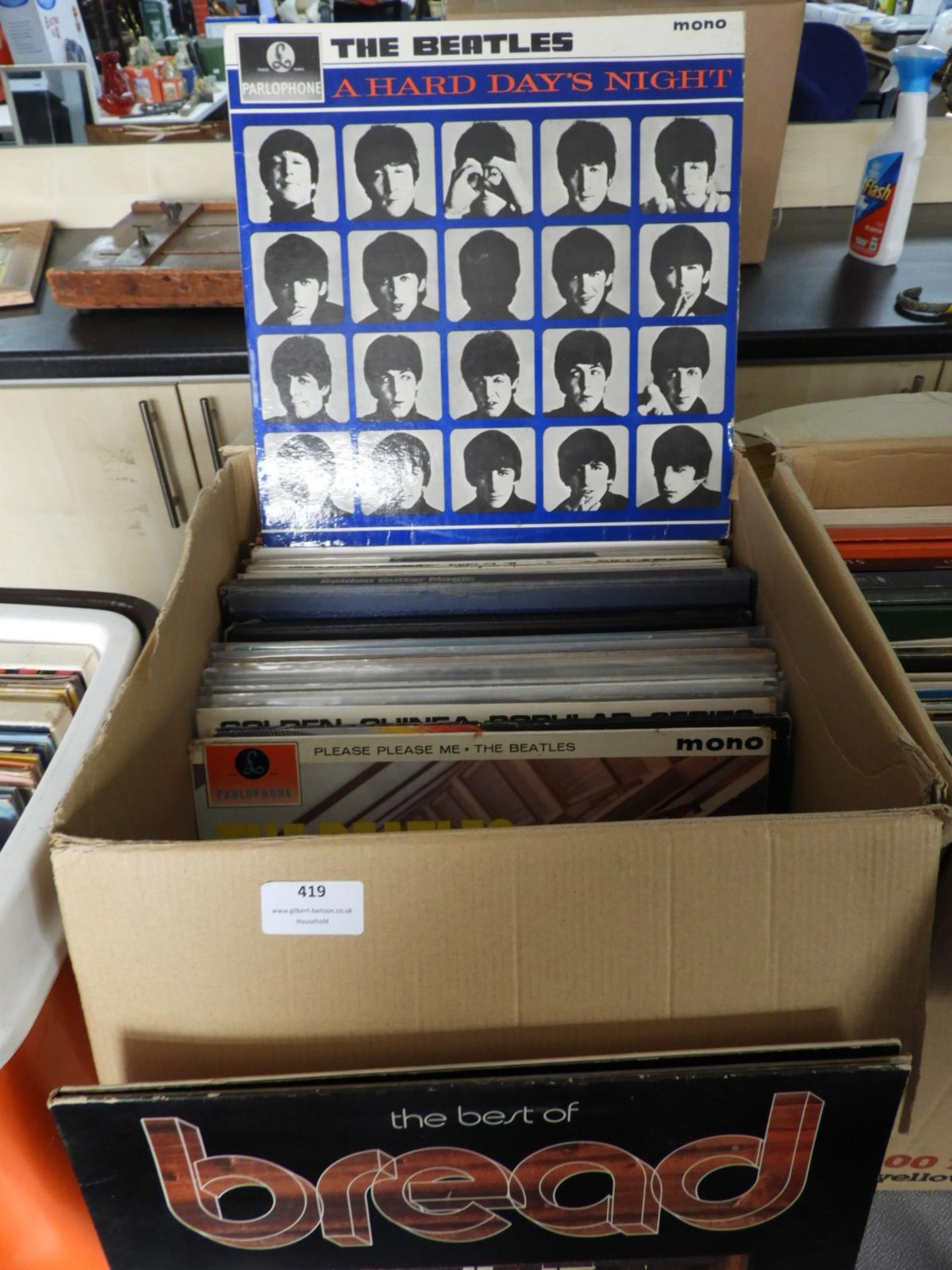 Box of LP Records Including Beatles, Red, etc.