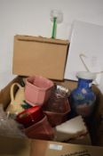 Box Containing Plant Pots, Glasses, Vases, etc.