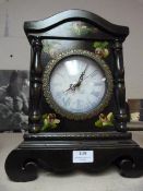 Antique Style Battery Operated Mantel Clock with Floral Design
