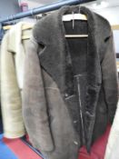 Two Men's Vintage Sheepskin Jackets (dark brown, a