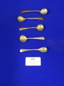 Five Assorted Silver Condiment Spoons