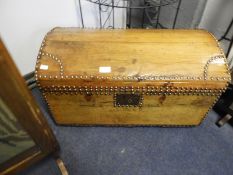 Antique Pine Domed Trunk with Studded Detail