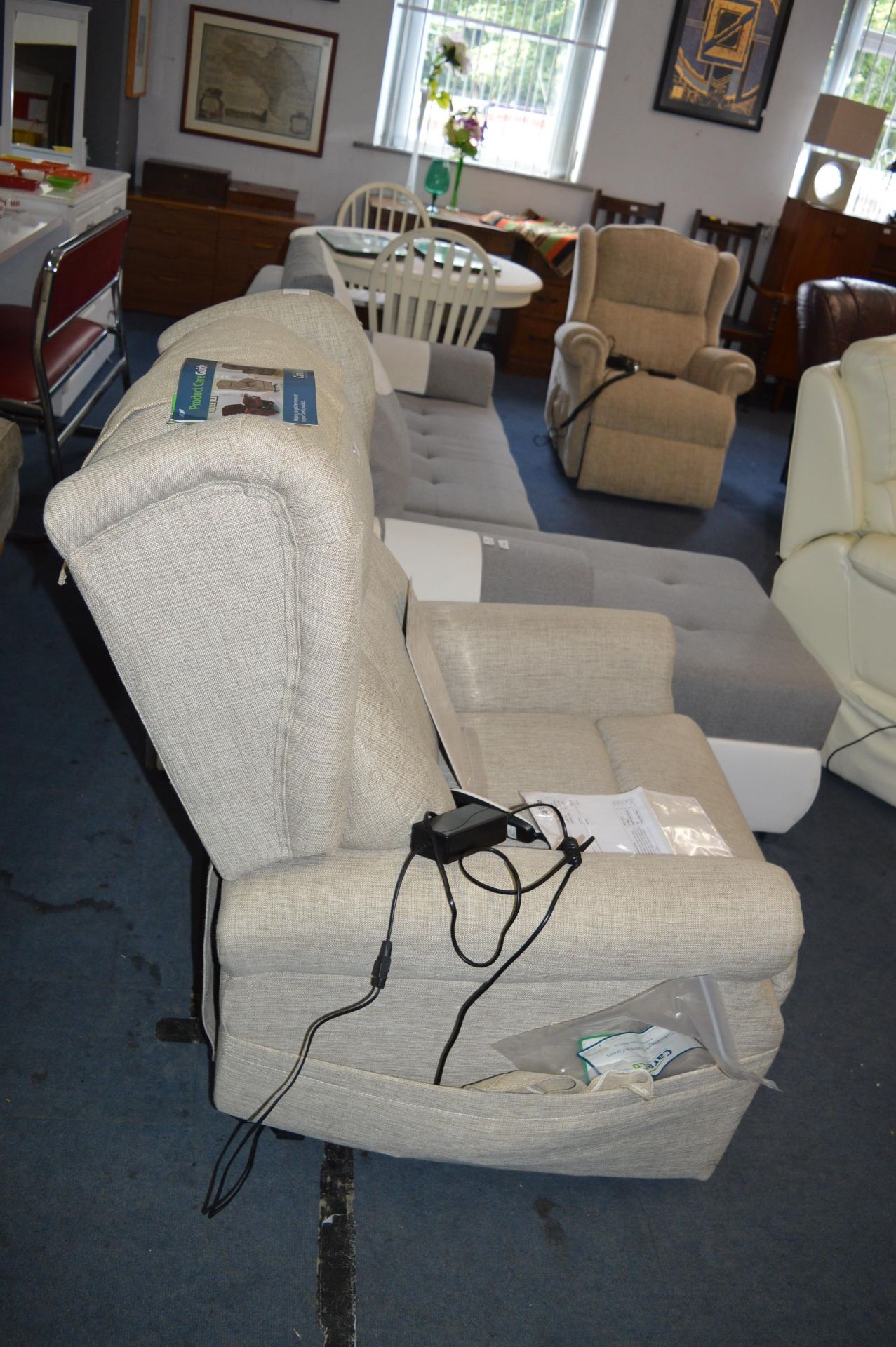 Careco Electric Rise Recliner in Modern Oatmeal - Image 2 of 2