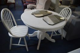 White Painted Circular Pedestal Table with Two Sla