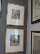 Pair of Beech Framed Prints - Garden Gate, and The