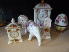 Quantity of Floral Glazed Floral Decorated Ornaments and Clocks