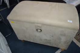 Beige Suede Effect Ottoman and Contents