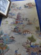 Blue Rimmed Oriental Style Rug 5'3" x 3'