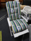 Reclining Plastic Garden Chair with Cushions